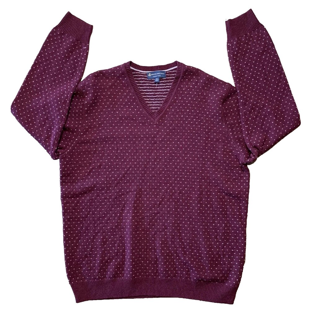 Brooks Brothers Italian Yarn Men's XL V-Neck Pullover Sweater Merino Wool Knit